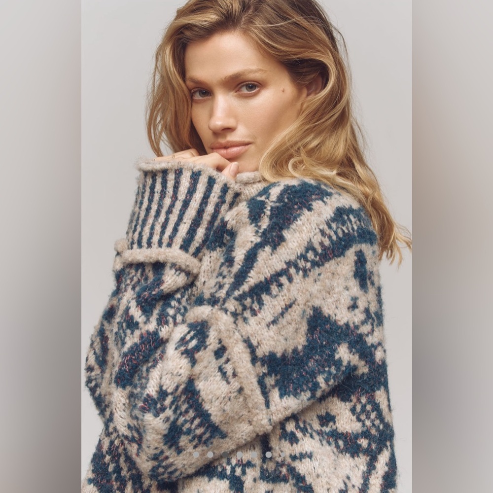NWT Anthropologie Pilcro Fair isle Roll-Neck Sweater SOLD OUT! Chunky knit - Picture 3 of 13